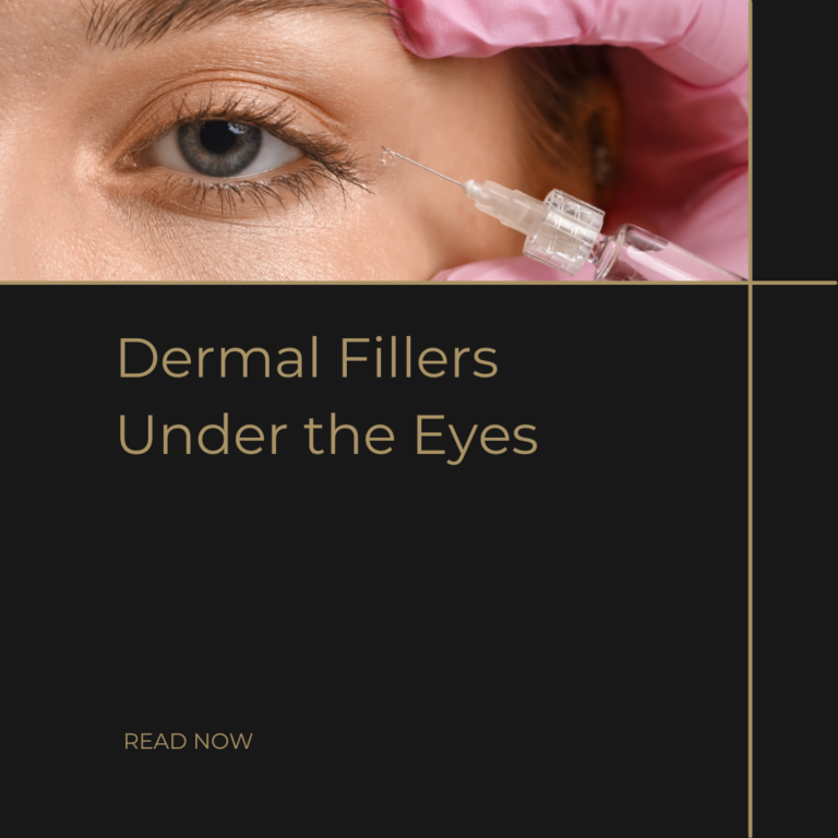 Dermal Filler for under the eyes with an image of a woman being treated near the eyes