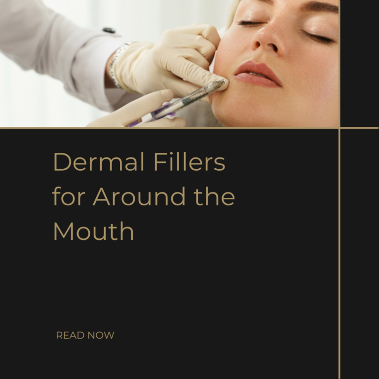 Dermal fillers for around the mouth with am image of a woman being treated