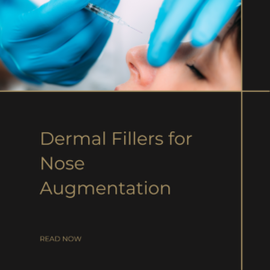 "Dermal Fillers for Nose Augmentation" with an image of a woman getting dermal fillers in the nose. "Read More"